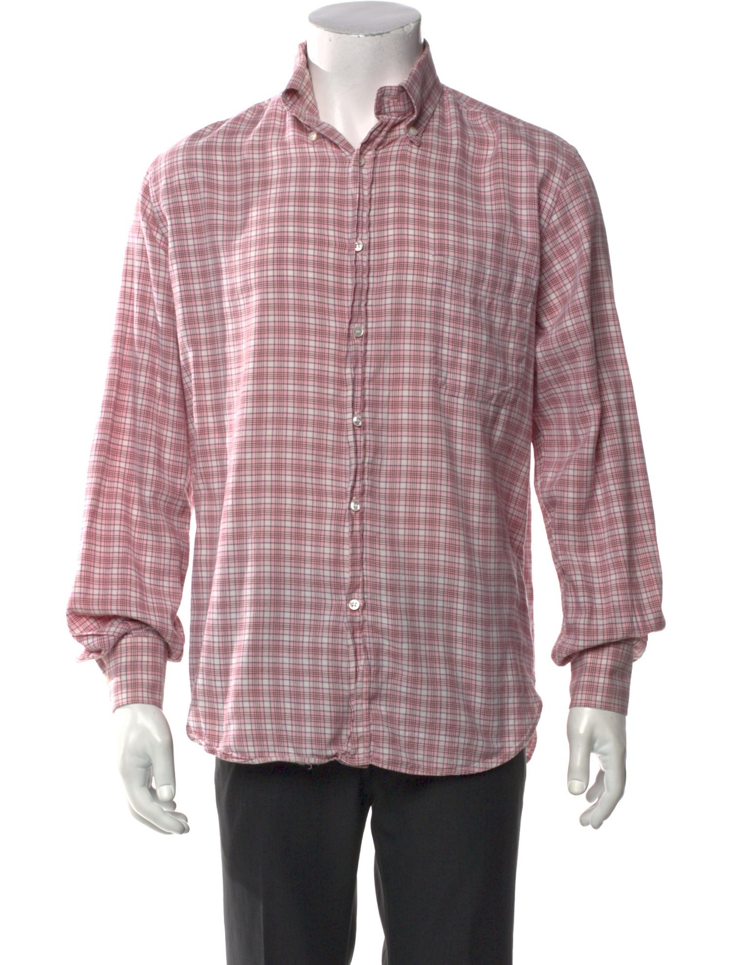 Loro Piana Plaid Print Long Sleeve Shirt