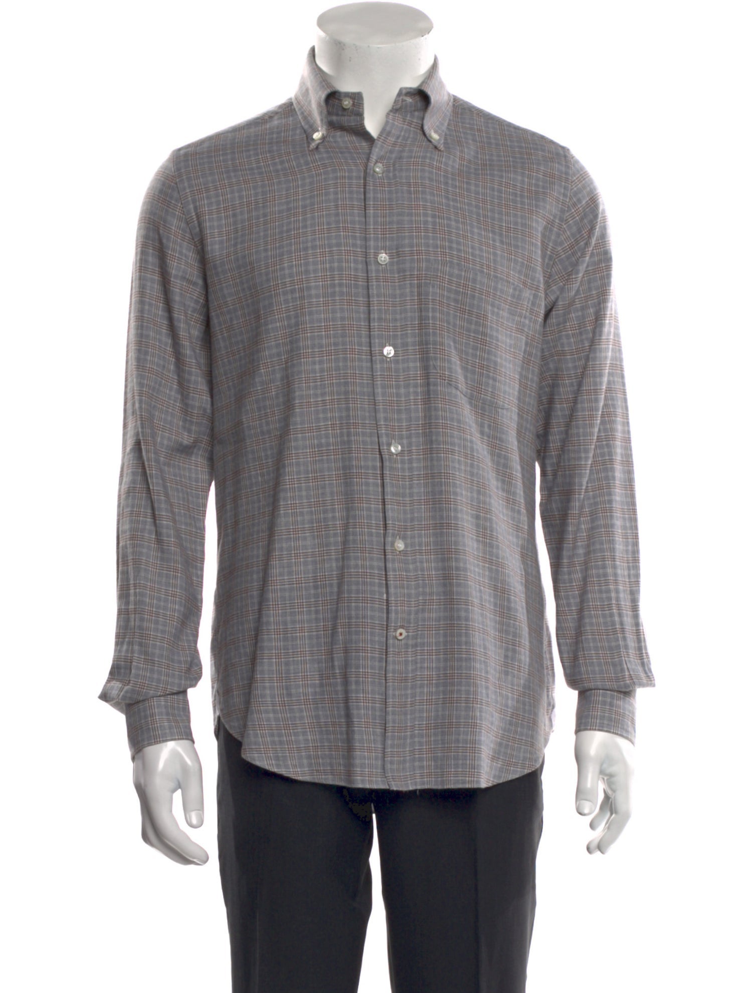 Loro Piana Plaid Print Long Sleeve Shirt