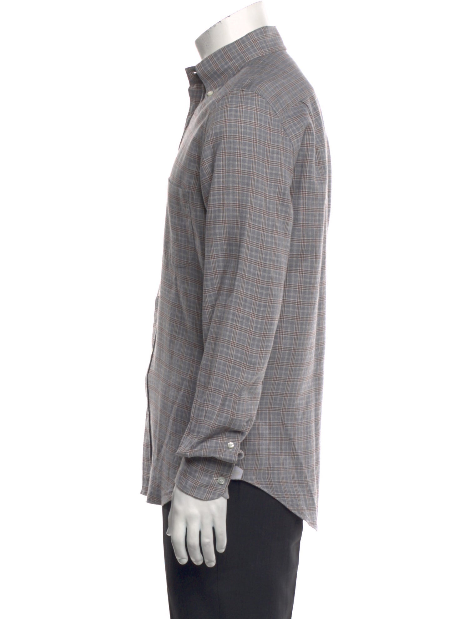 Loro Piana Plaid Print Long Sleeve Shirt