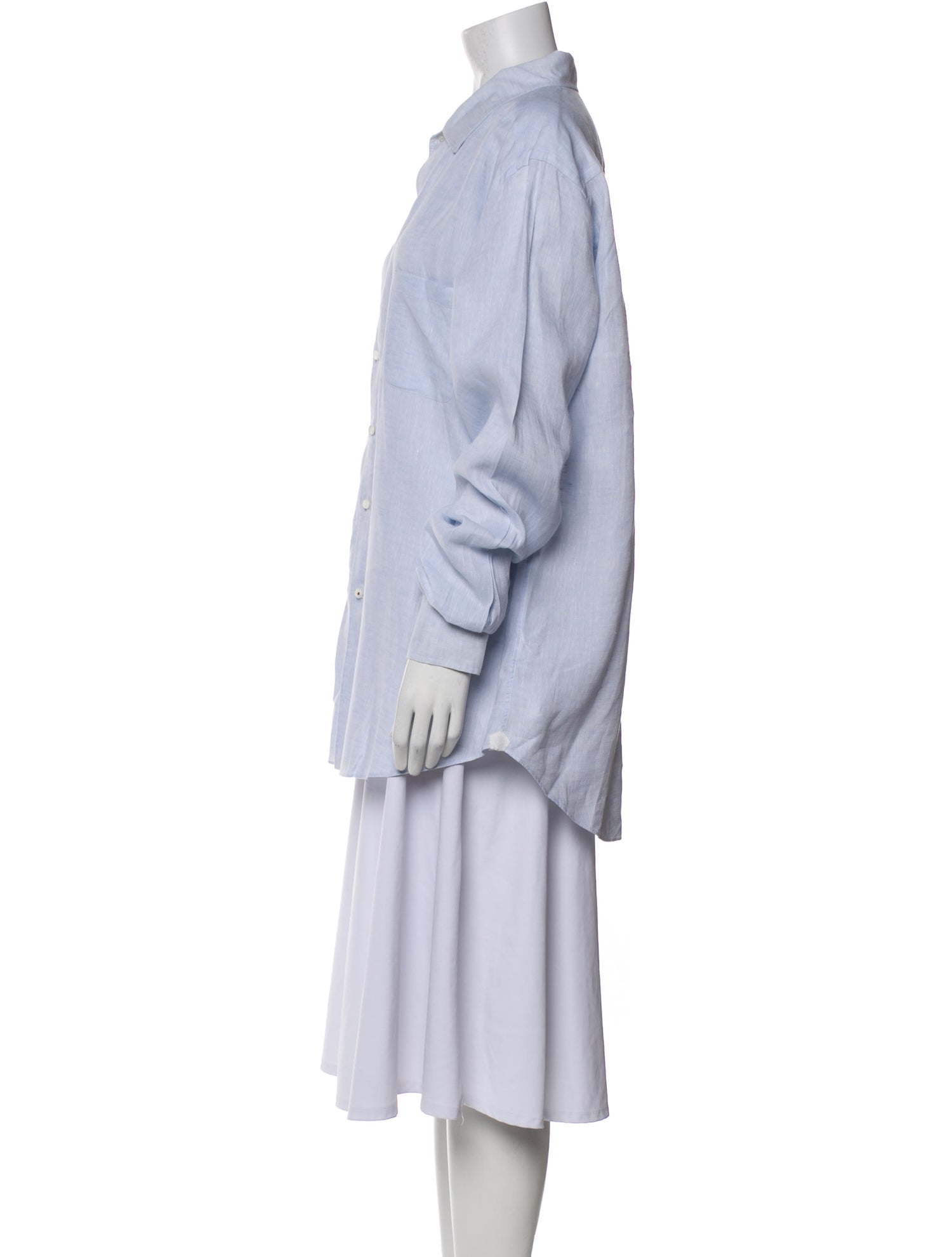 Loro Piana Virgin Wool Long Sleeve Button-Up Top