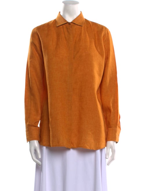 Loro Piana Linen Long Sleeve Button-Up Top