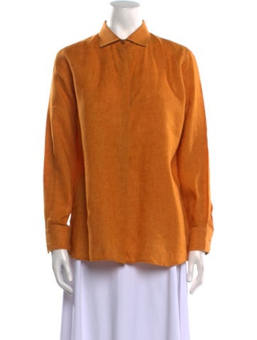 Loro Piana Tops Linen Long Sleeve Button-Up Top Us14, It50 | XL