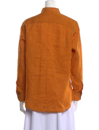 Loro Piana Linen Long Sleeve Button-Up Top