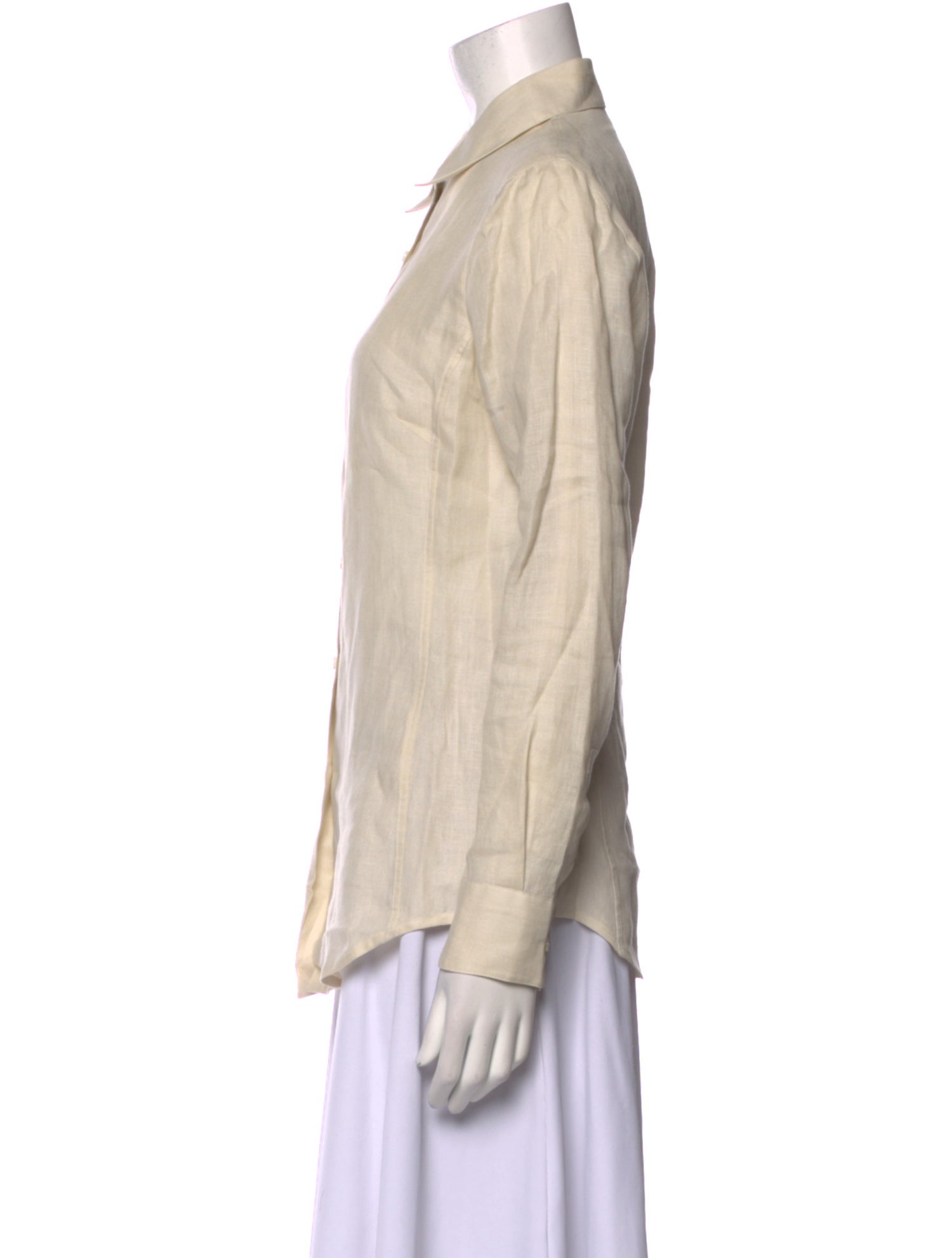 Loro Piana Linen Long Sleeve Button-Up Top