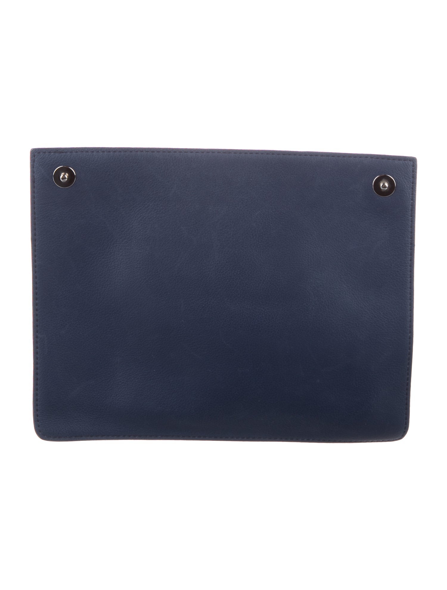 Loro Piana Blue Calf Skin Leather Cosmetic Bag