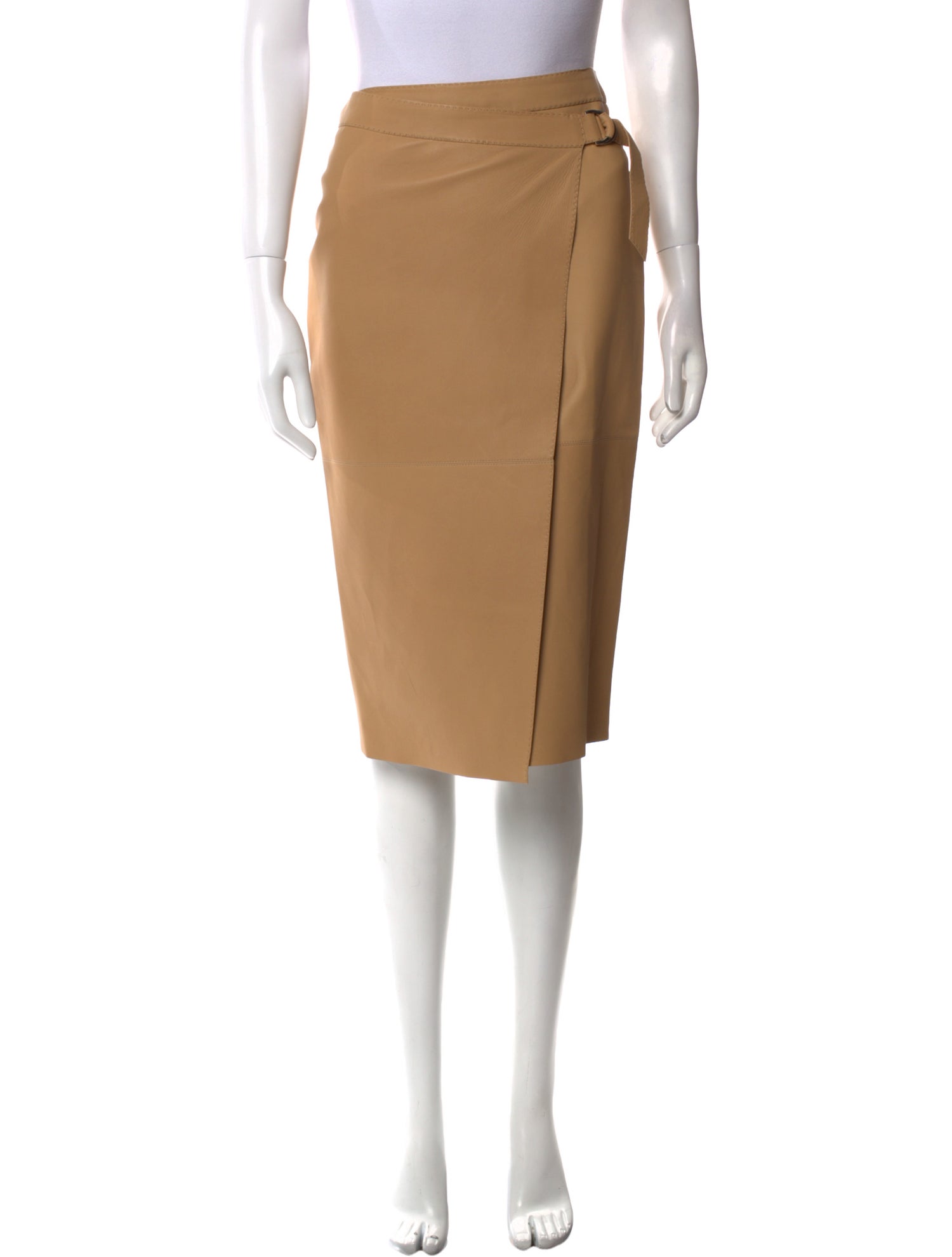 Loro Piana Leather Knee-Length Skirt
