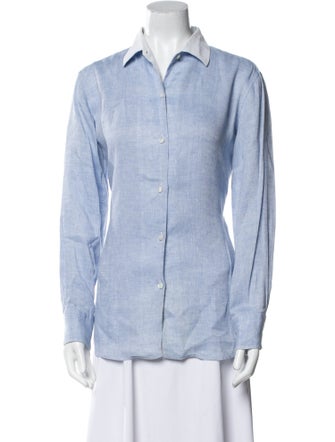 Loro Piana Linen Long Sleeve Button-Up Top
