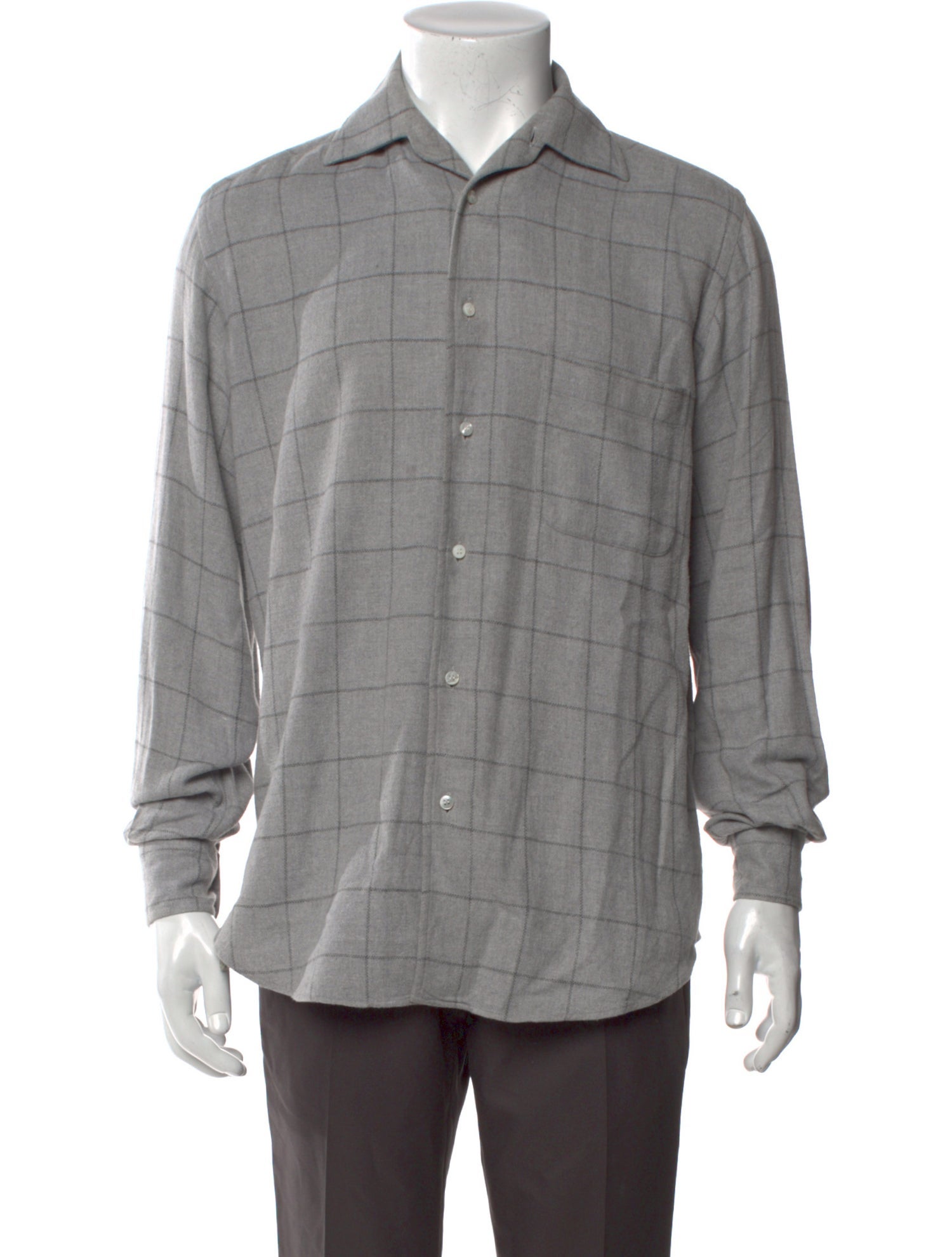Loro Piana Plaid Print Long Sleeve Shirt