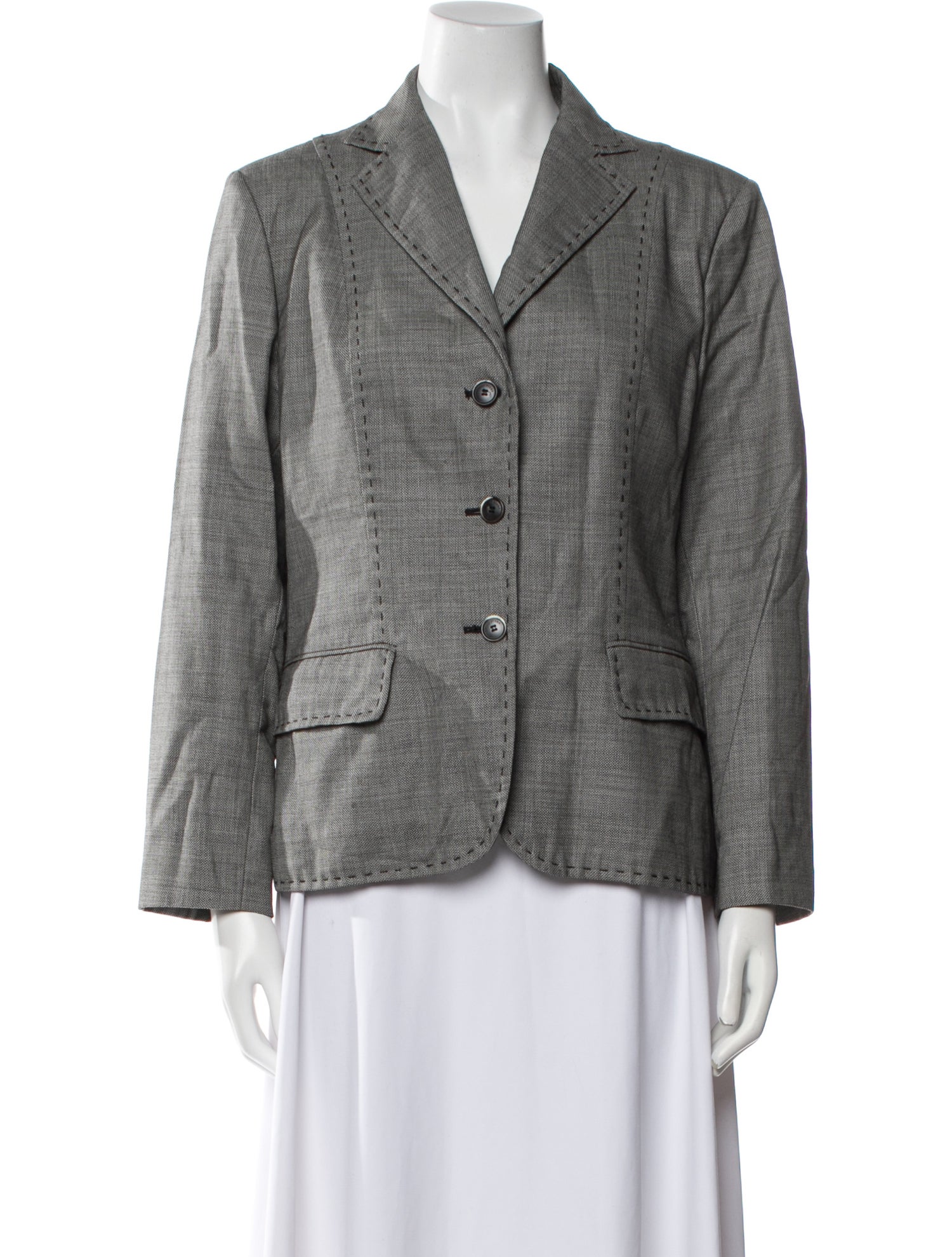 Loro Piana Virgin Wool Plaid Print Blazer