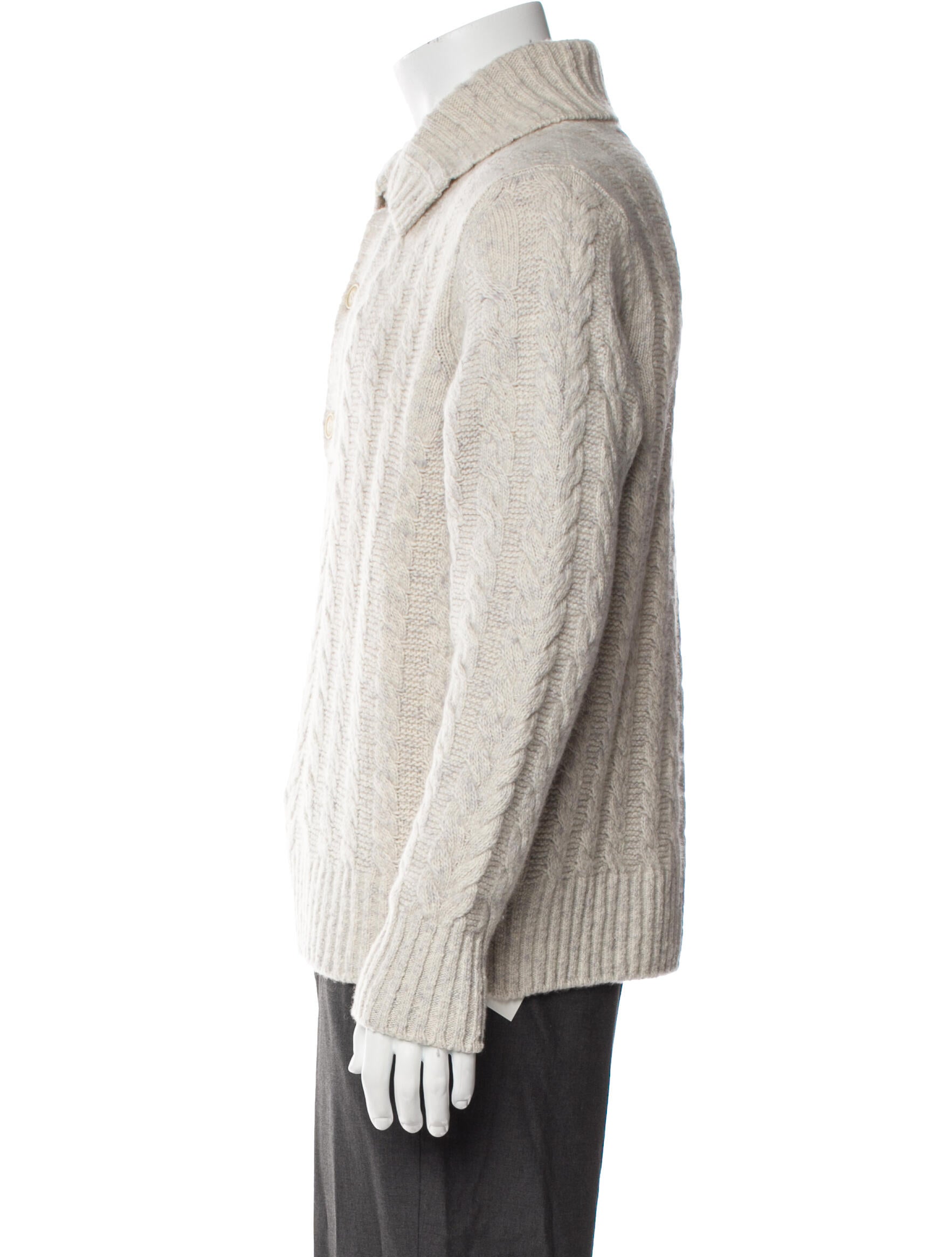 Loro Piana Cable Knit Cashmere Polo Sweater