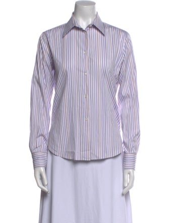 Loro Piana Striped Long Sleeve Button-Up Top
