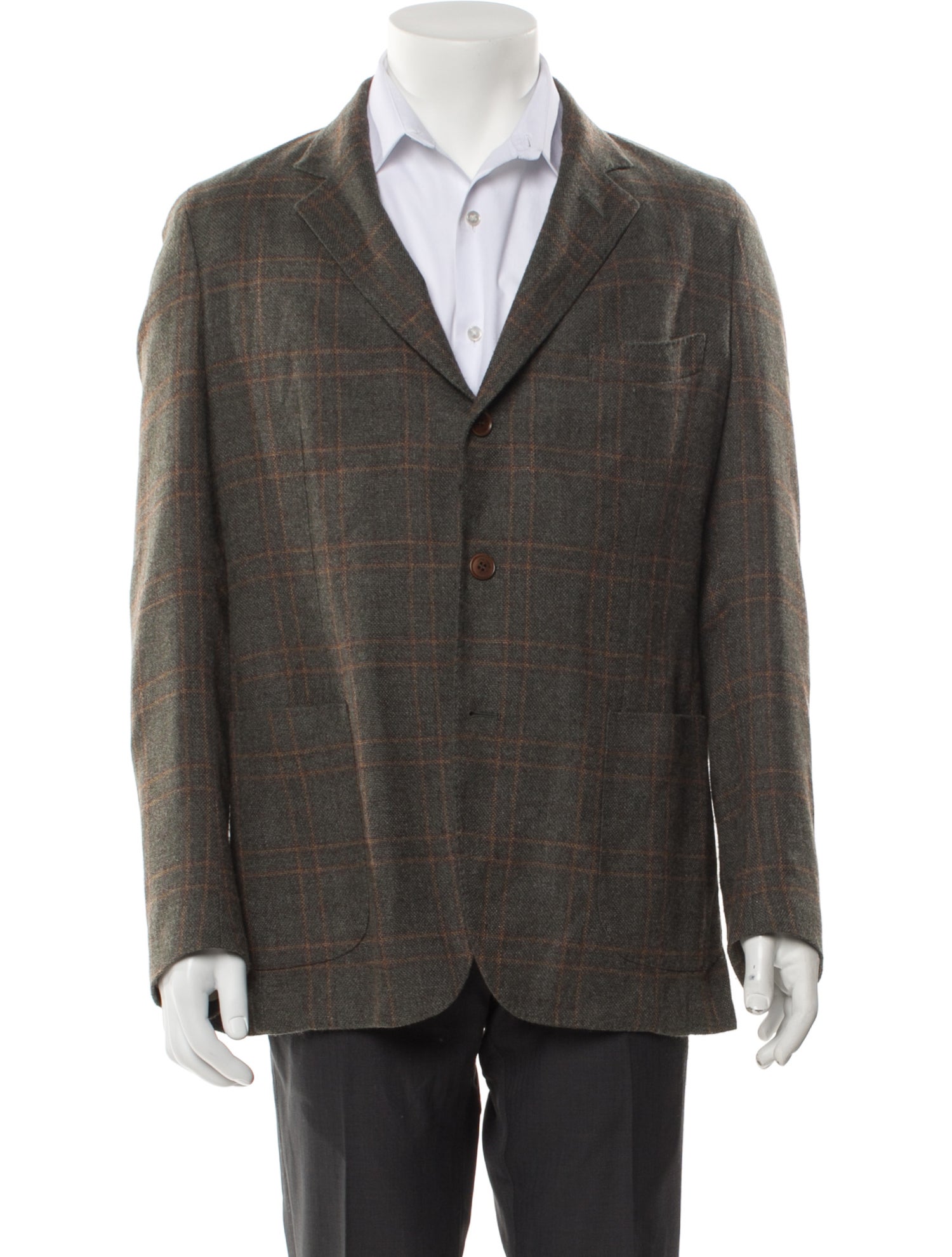 Loro Piana Cashmere Plaid Print Blazer
