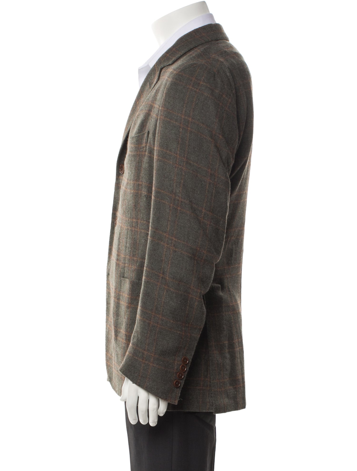 Loro Piana Cashmere Plaid Print Blazer