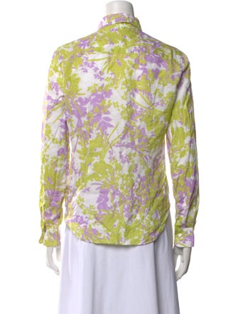 Loro Piana Linen Floral Print Button-Up Top