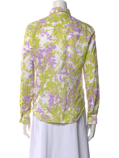 Loro Piana Linen Floral Print Button-Up Top