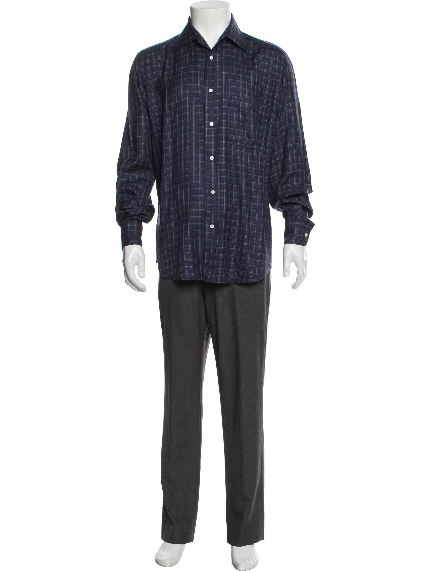Loro Piana Cashmere Plaid Print Shirt