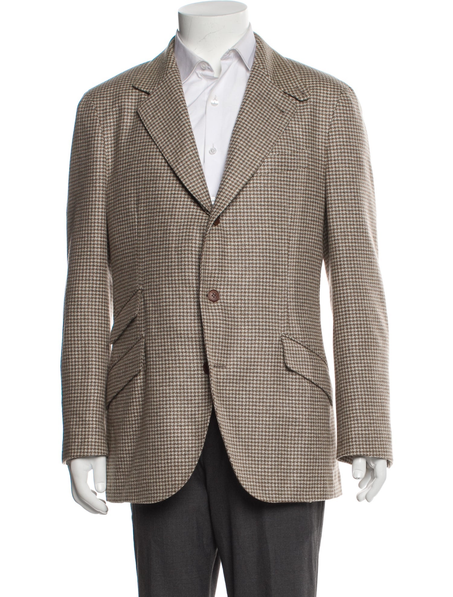 Loro Piana Cashmere Houndstooth Print Blazer