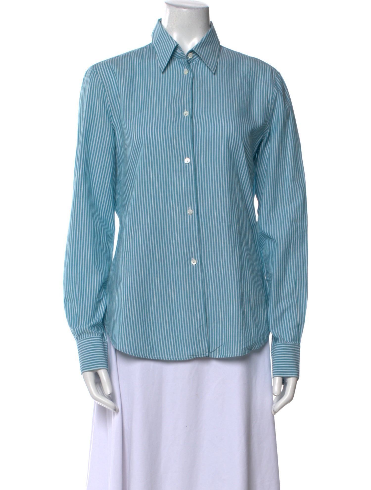 Loro Piana Striped Long Sleeve Button-Up Top
