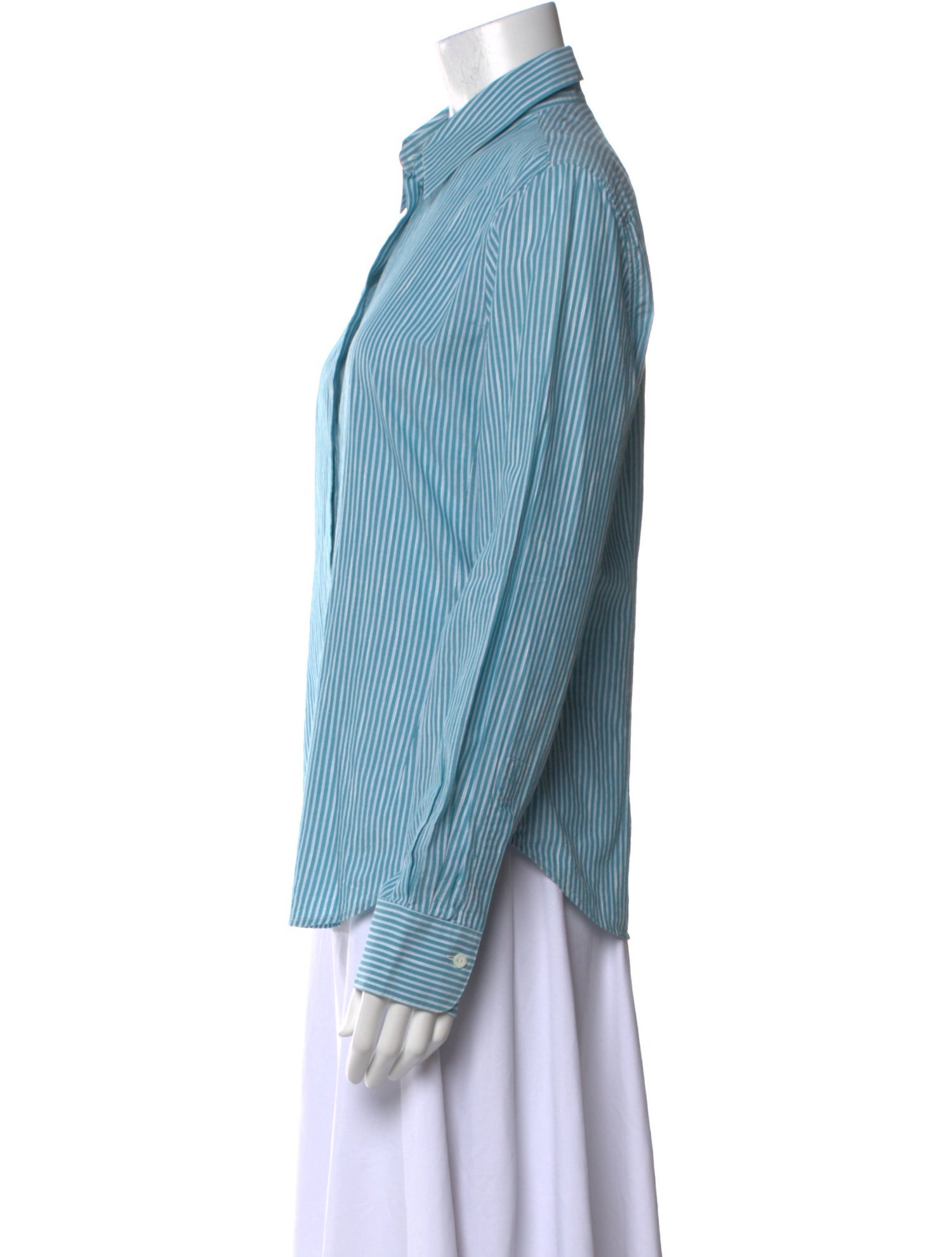 Loro Piana Striped Long Sleeve Button-Up Top