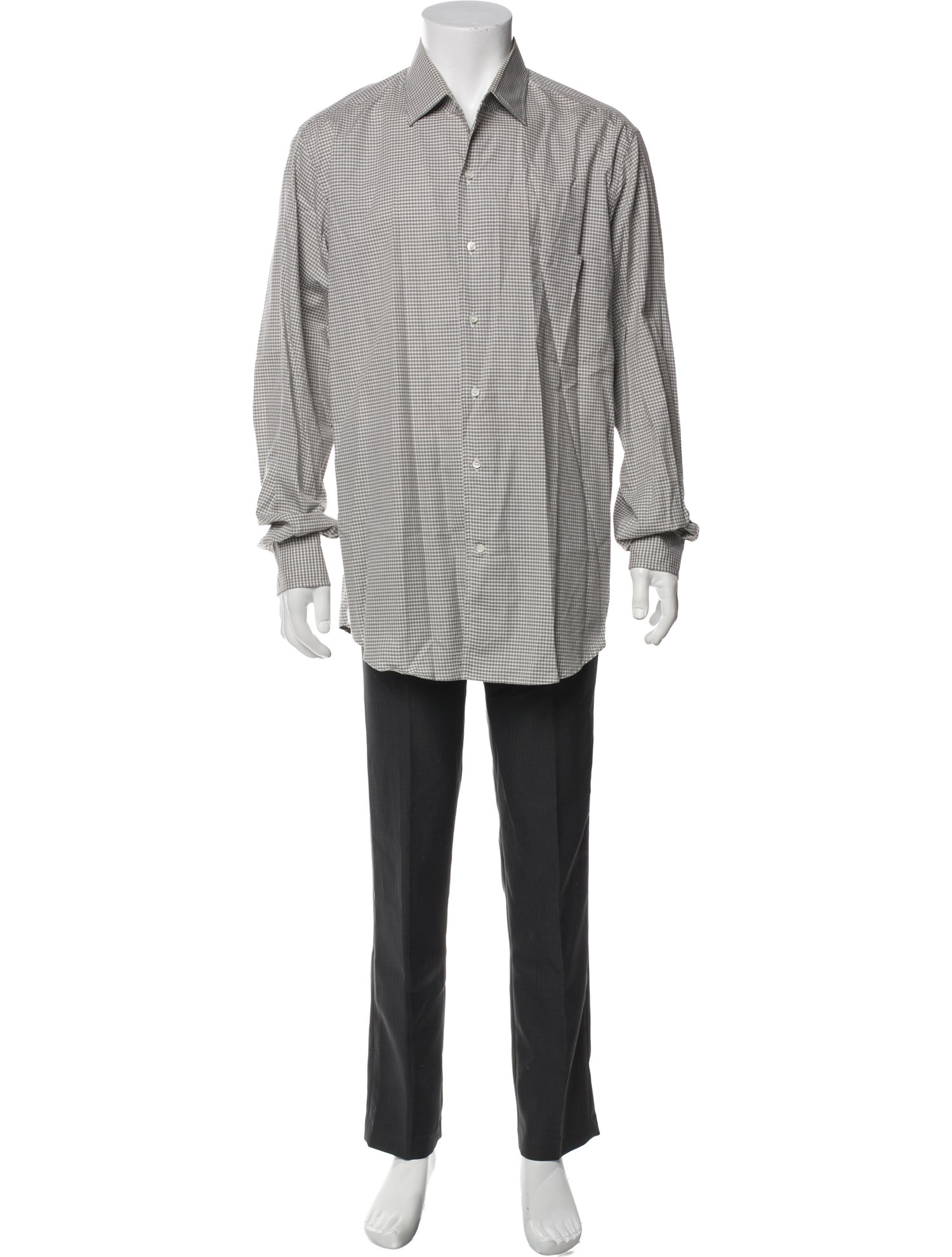 Loro Piana Plaid Print Long Sleeve Dress Shirt