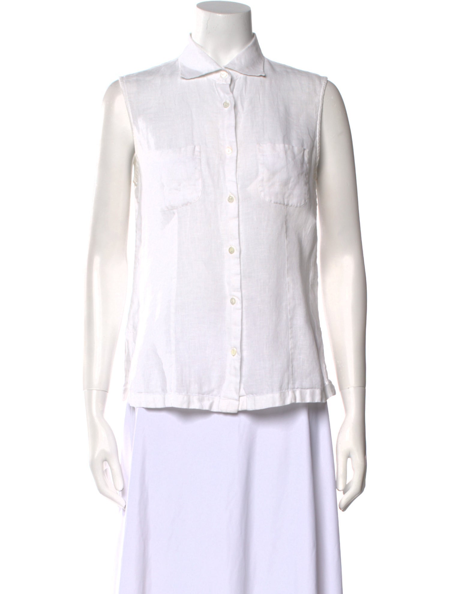 Loro Piana Linen Sleeveless Button-Up Top