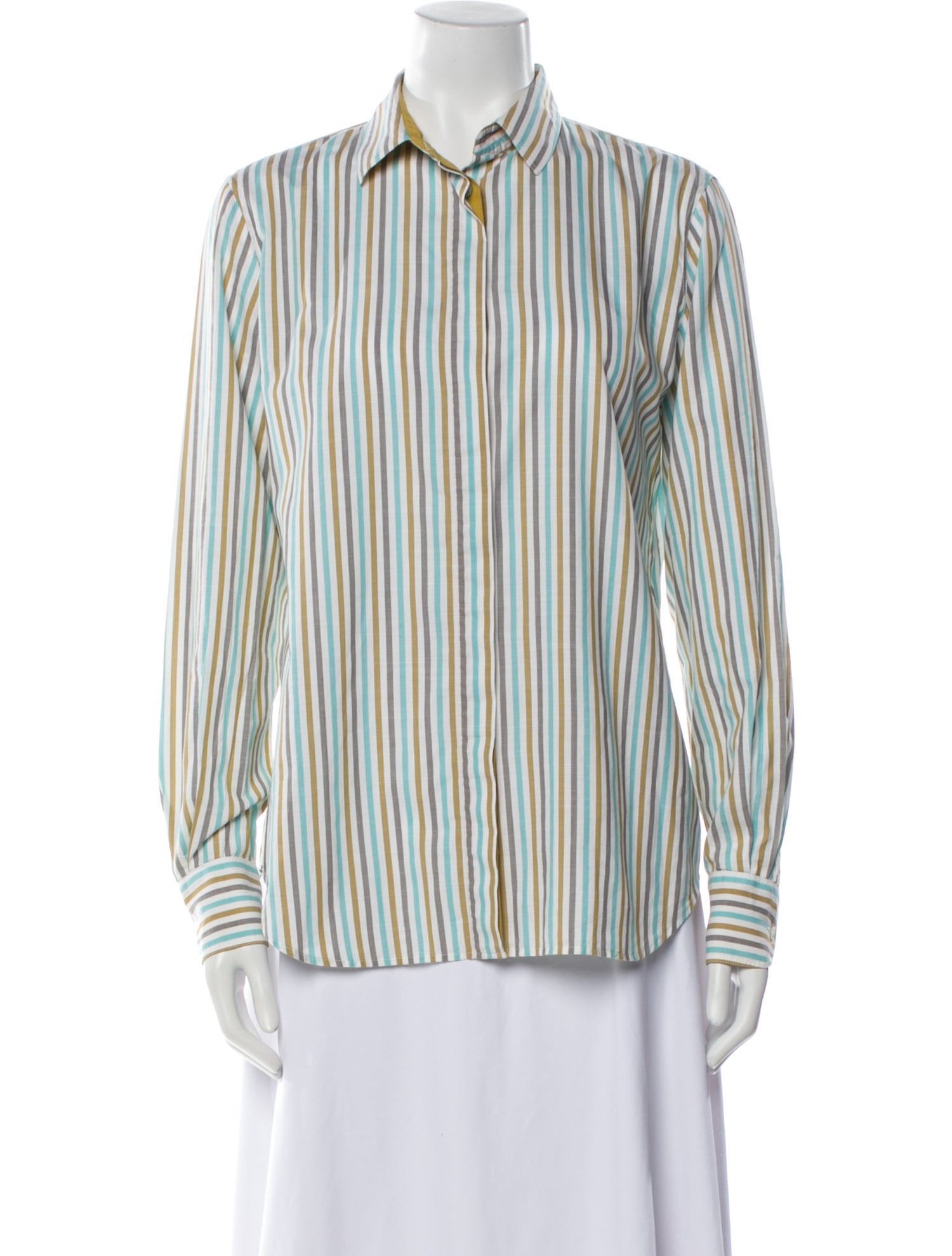 Loro Piana Striped Long Sleeve Button-Up Top