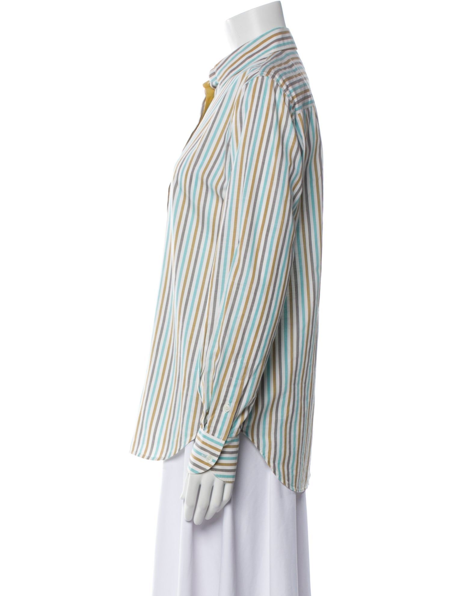Loro Piana Striped Long Sleeve Button-Up Top