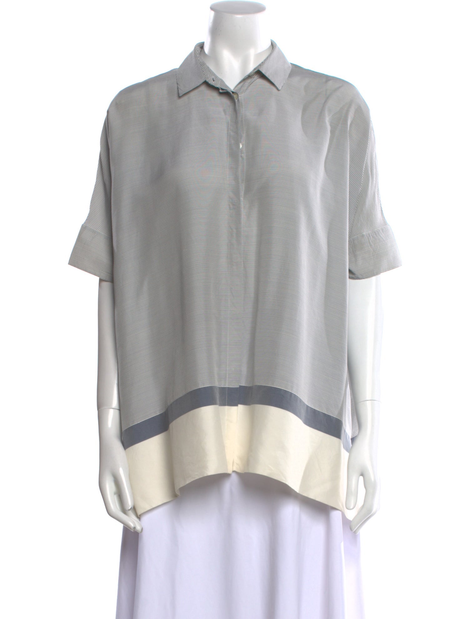 Loro Piana Silk Striped Button-Up Top