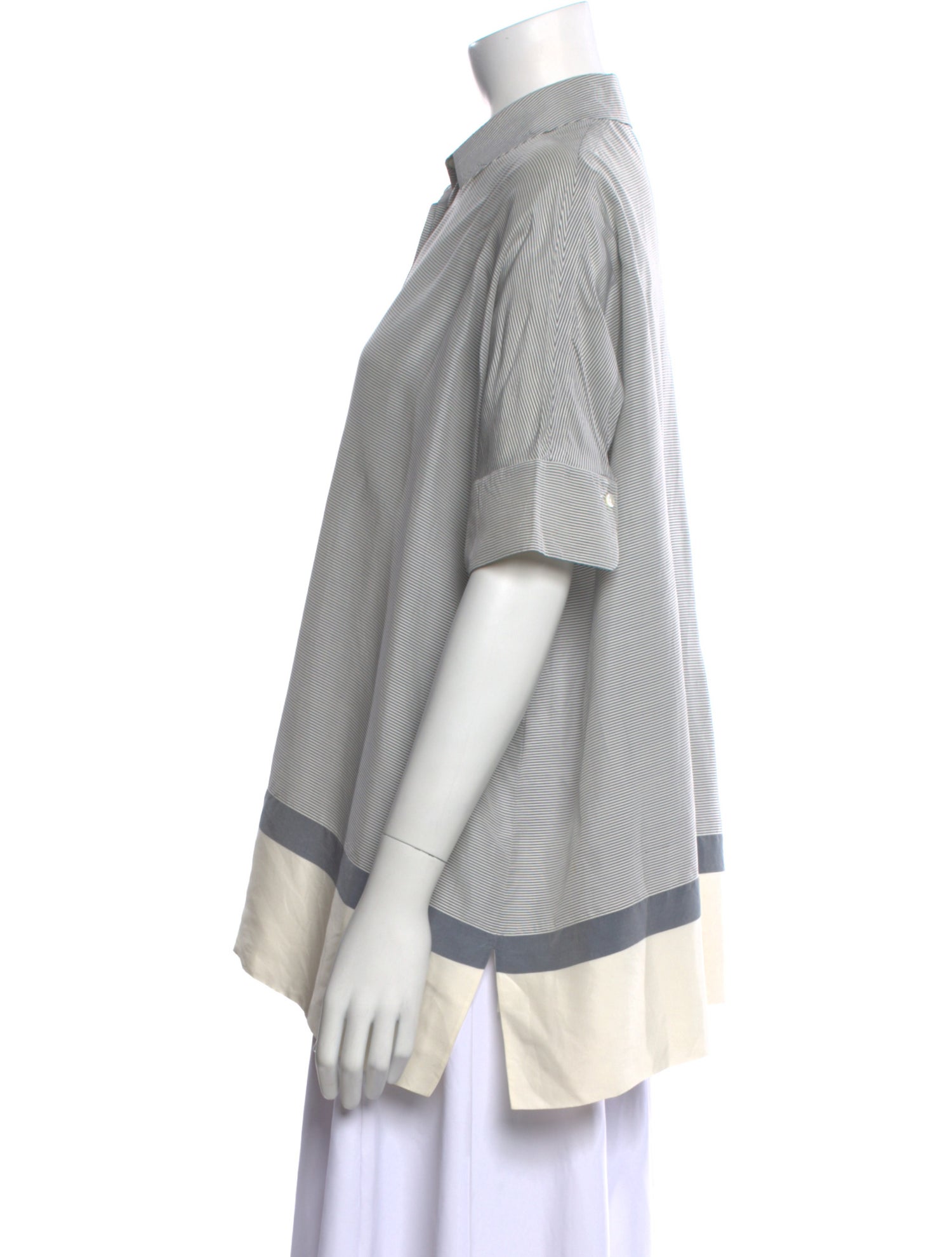 Loro Piana Silk Striped Button-Up Top