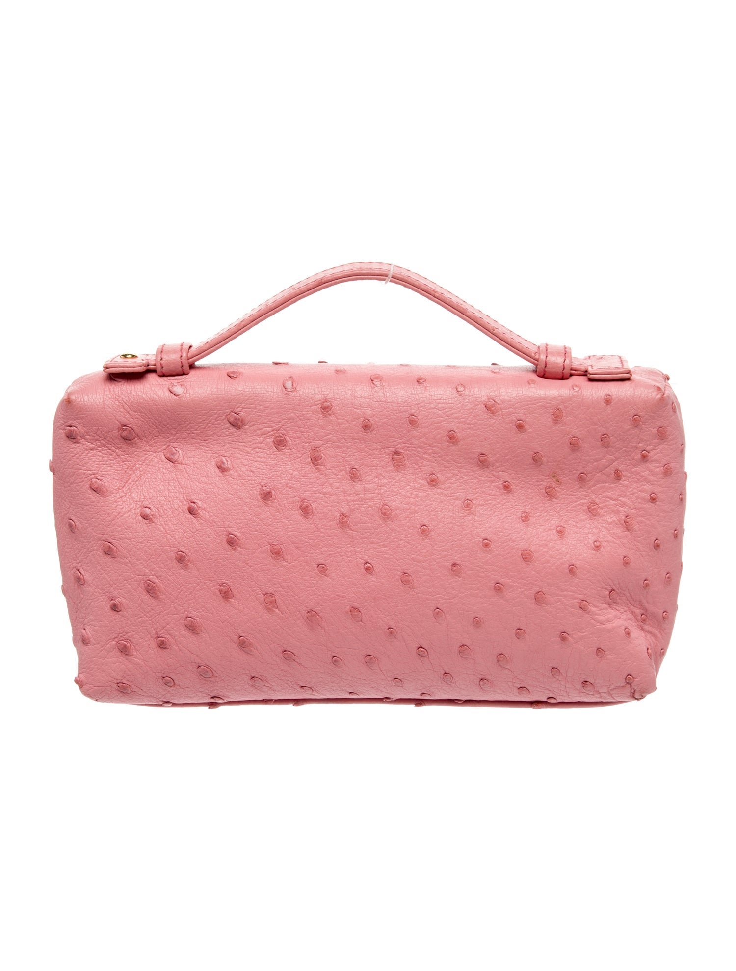 Loro Piana Ostrich Top Handle Bag - Pink Handle Bags, Handbags