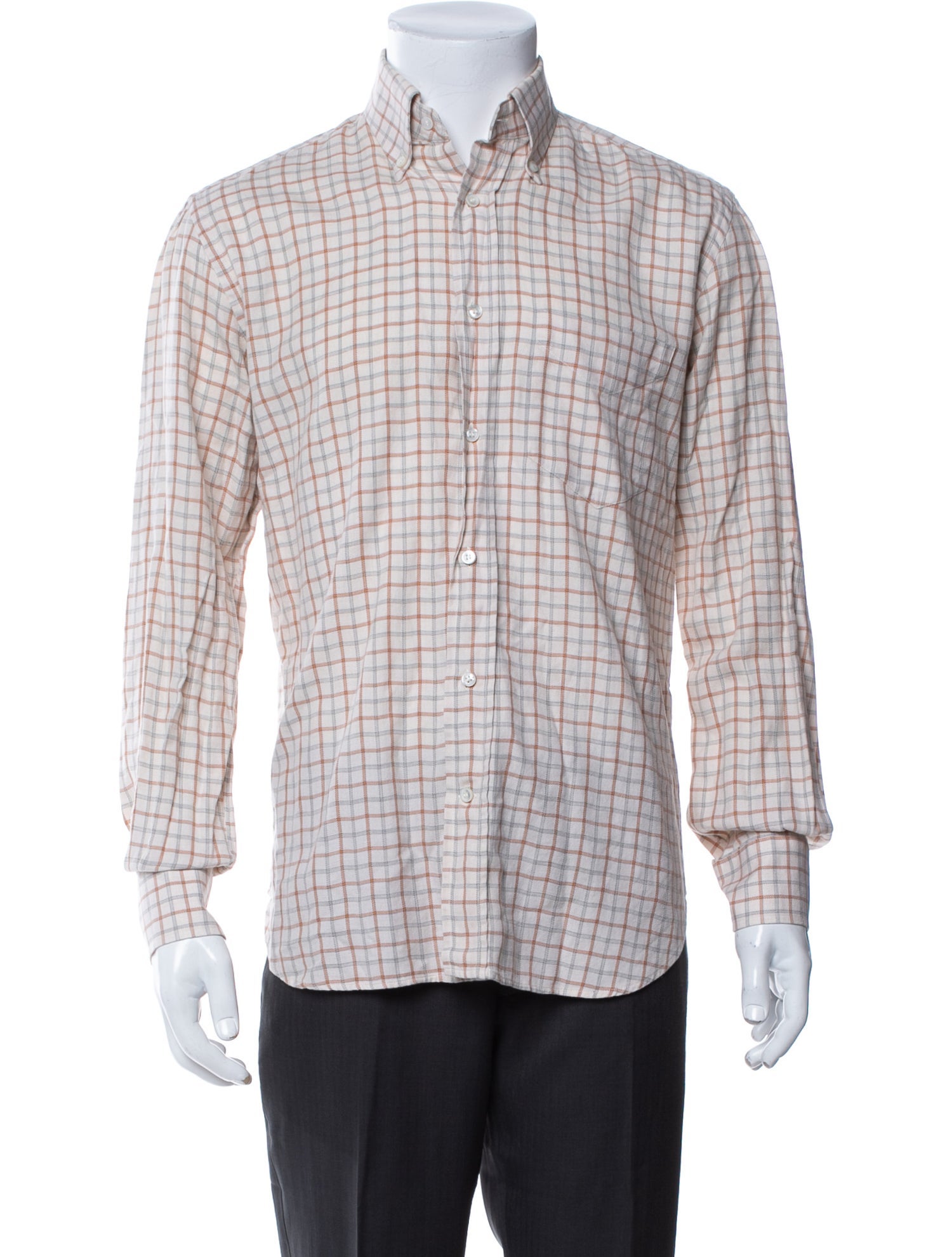 Loro Piana Plaid Print Long Sleeve Shirt