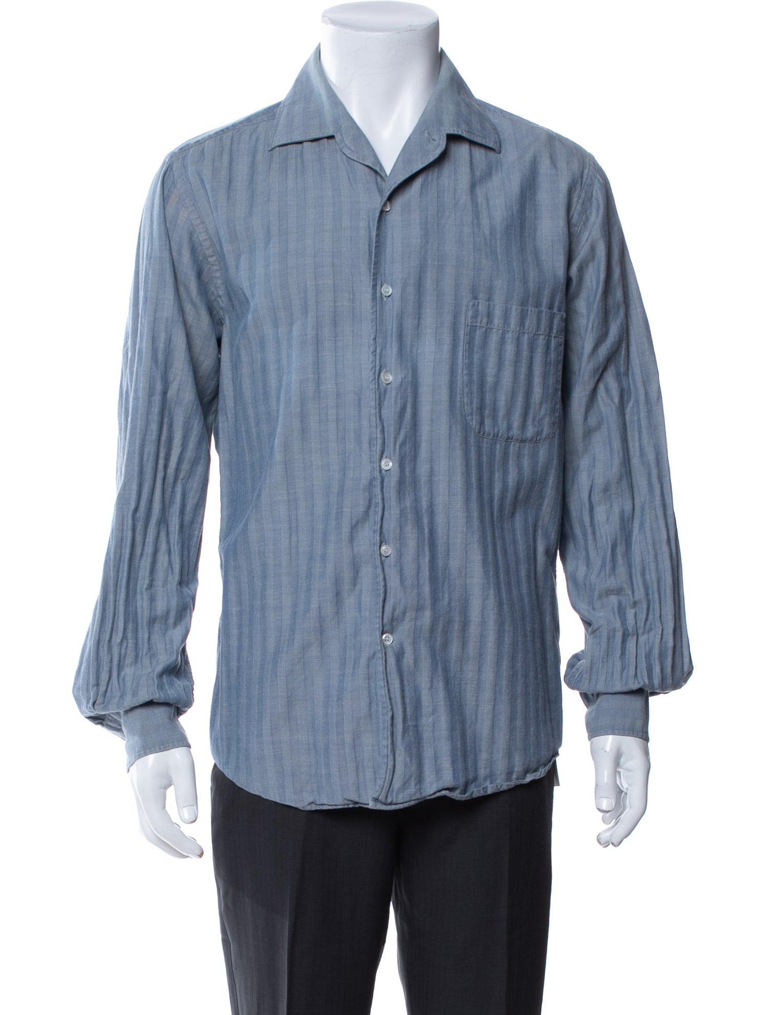 Loro Piana Striped Long Sleeve Denim Shirt