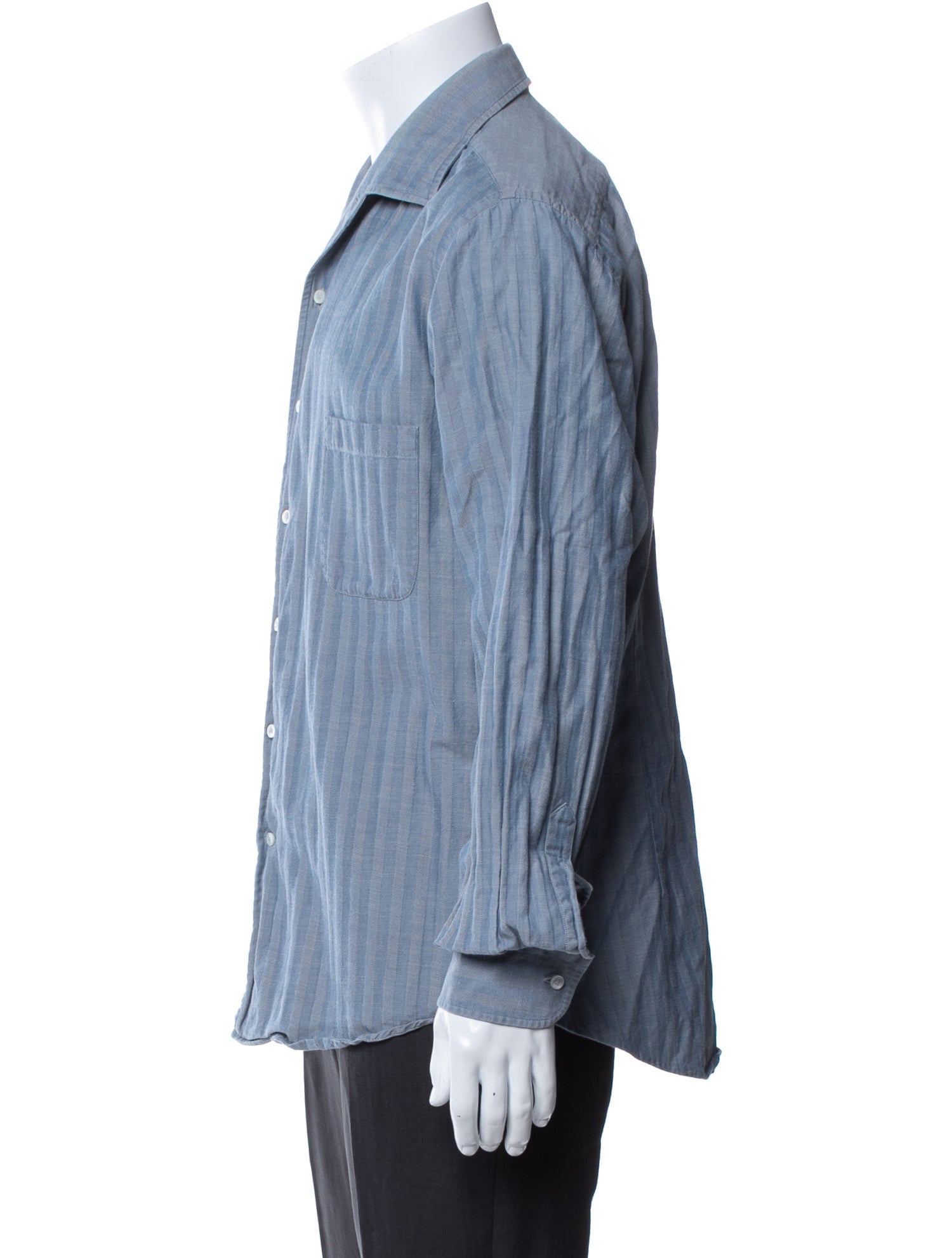 Loro Piana Striped Long Sleeve Denim Shirt
