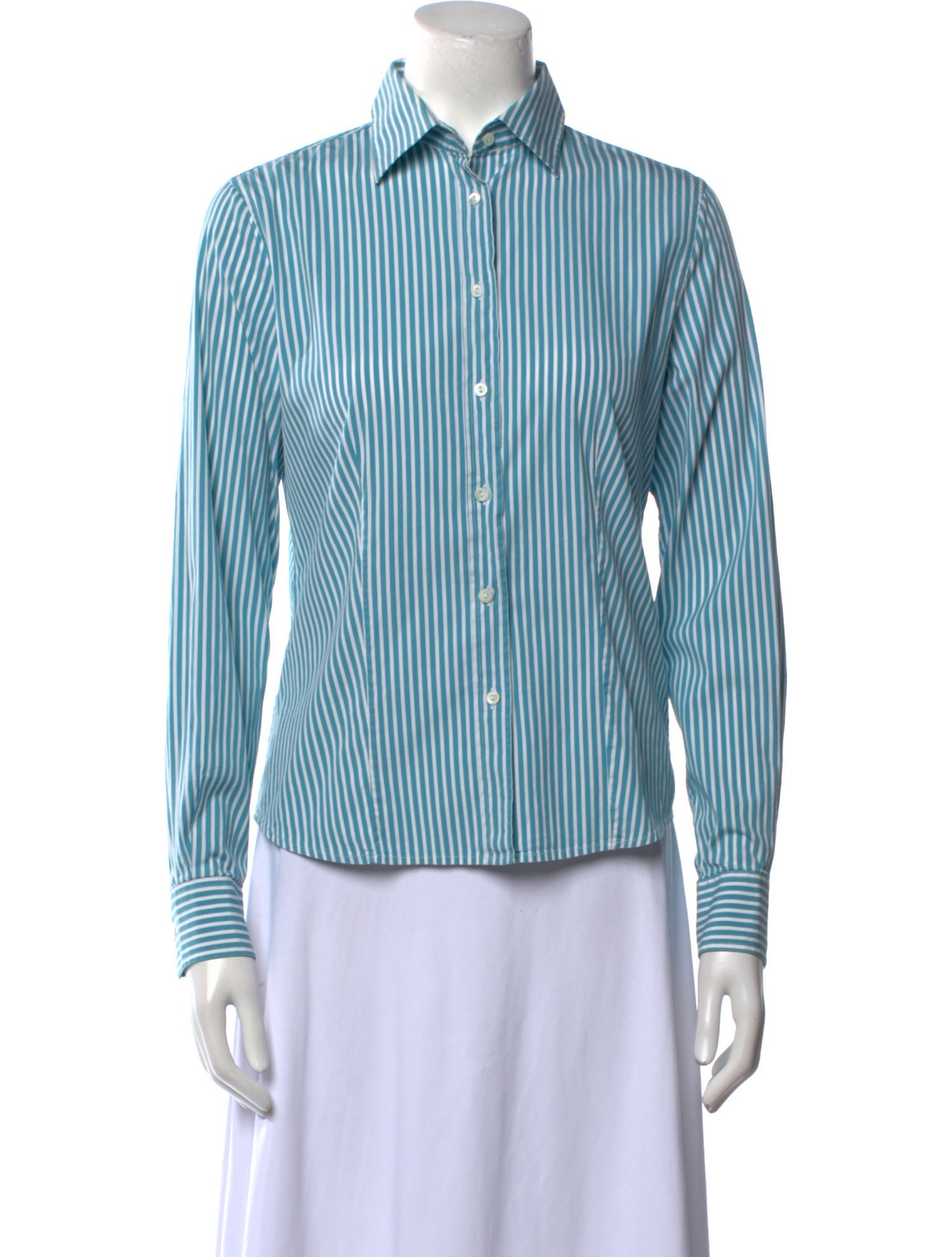 Loro Piana Striped Long Sleeve Button-Up Top