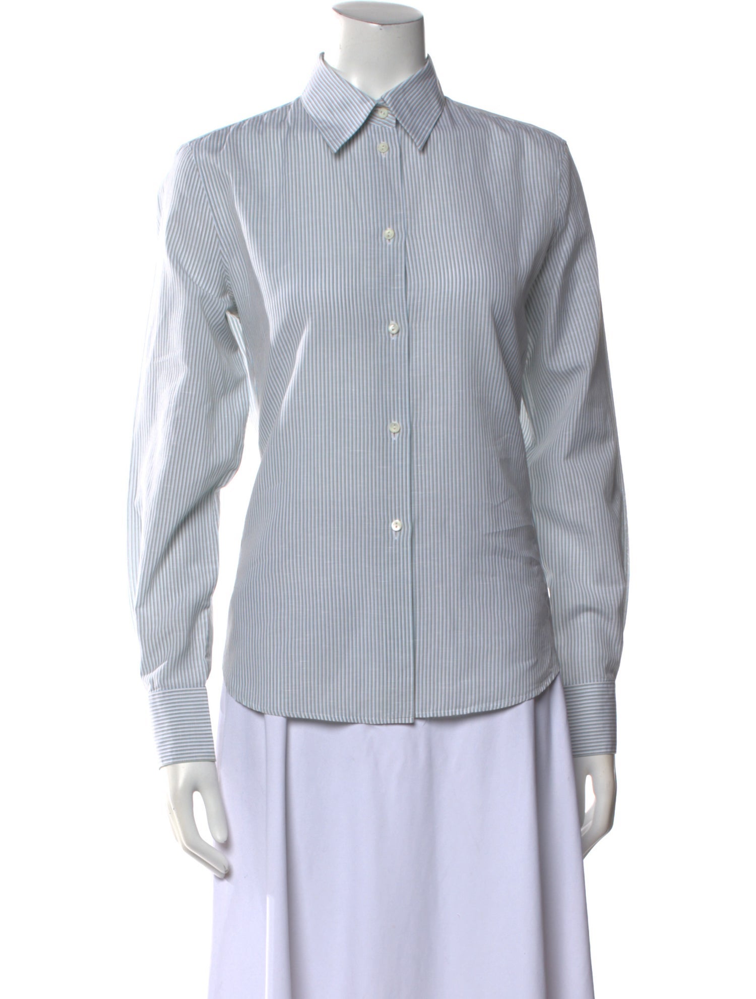 Loro Piana Striped Long Sleeve Button-Up Top