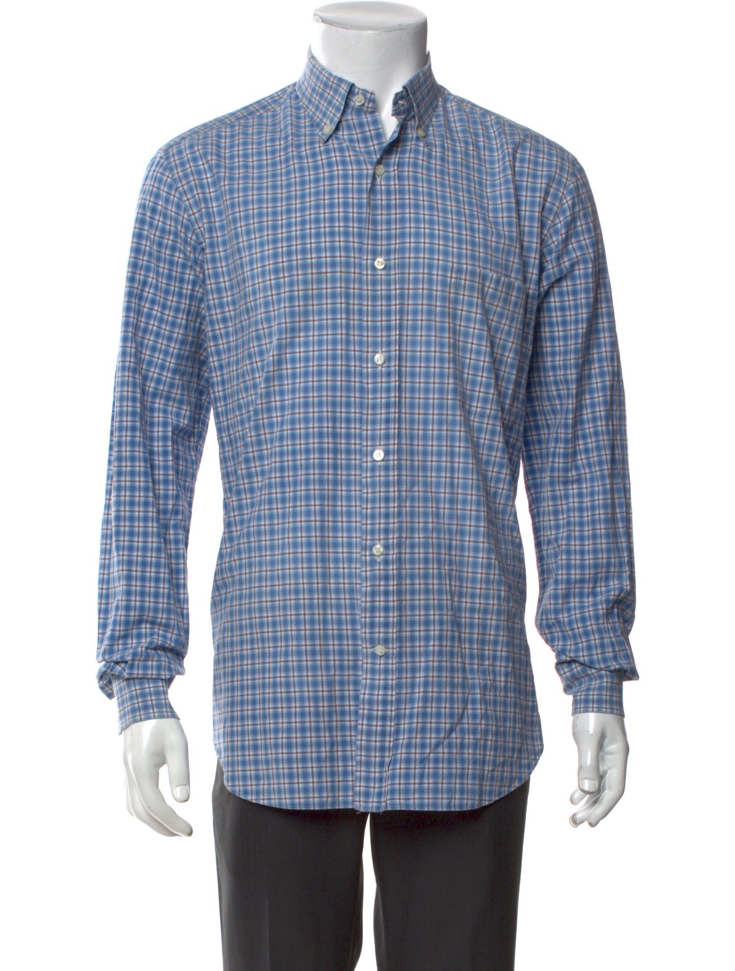 Loro Piana Plaid Print Long Sleeve Shirt