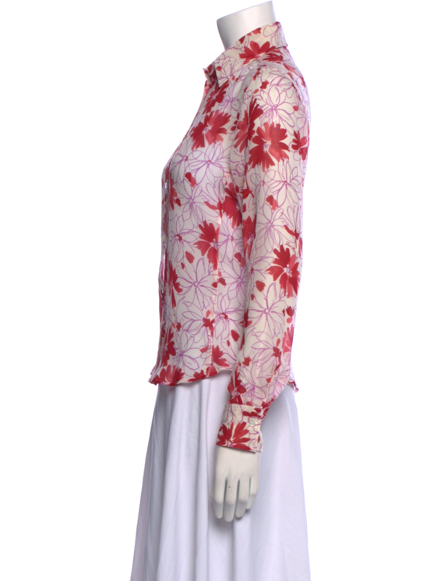 Loro Piana Floral Print Silk Button-Up Top