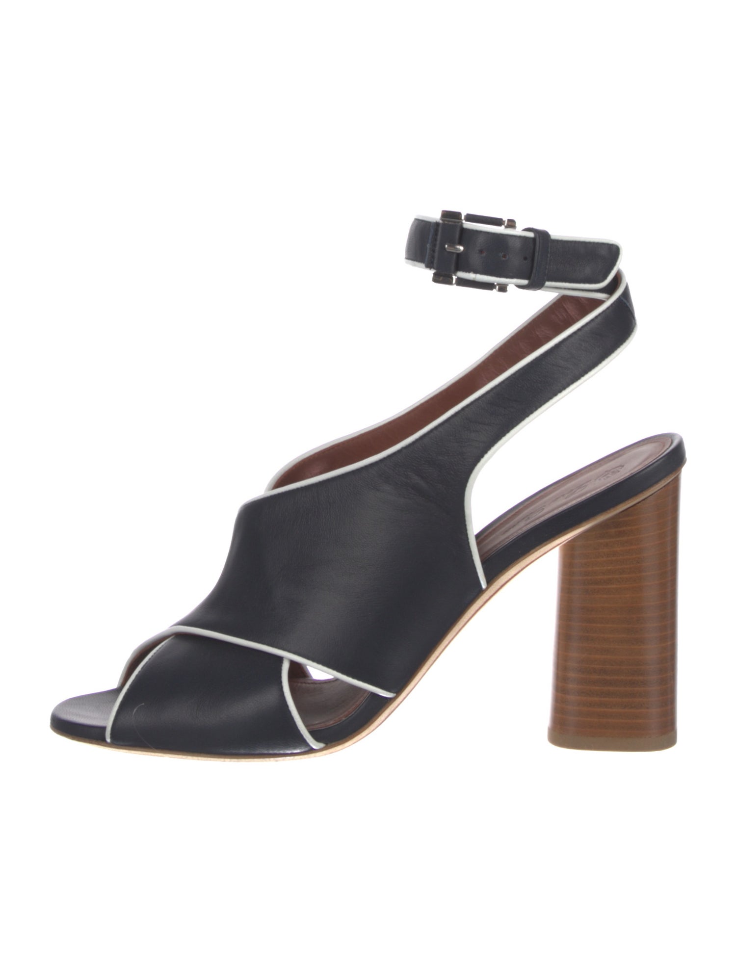 Loro Piana Leather Colorblock Pattern Slingback Sandals