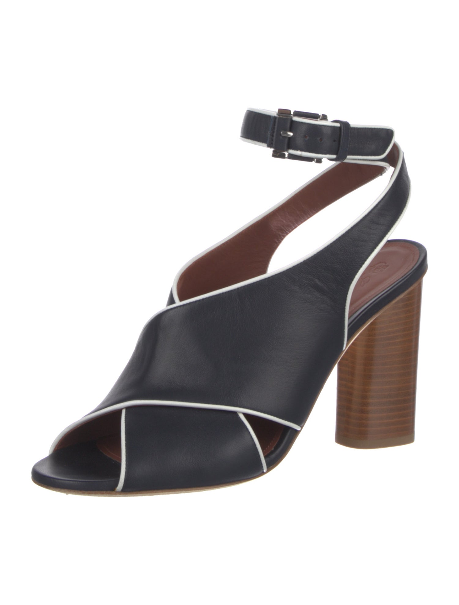 Loro Piana Leather Colorblock Pattern Slingback Sandals