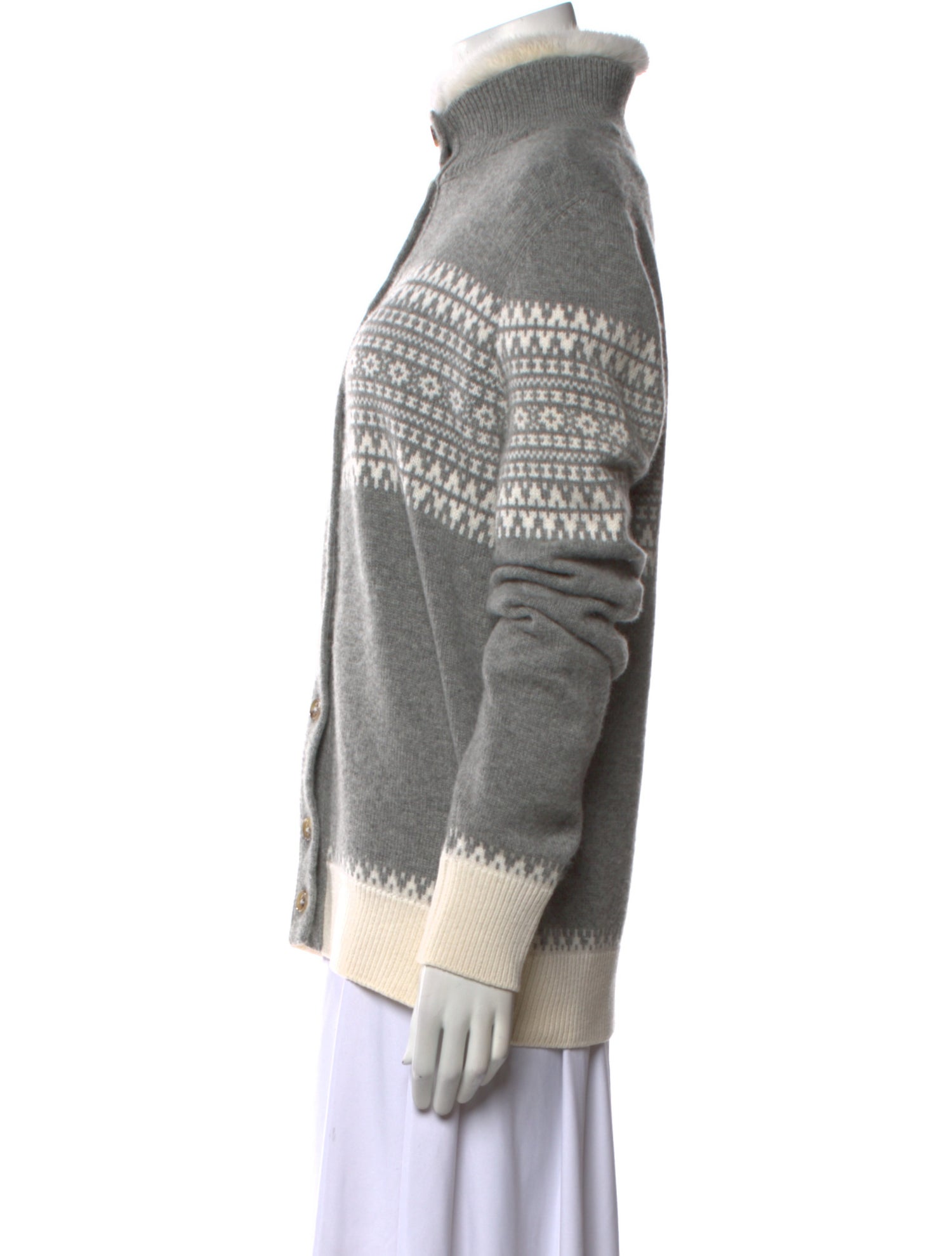 Loro Piana Mink Fur Trimmed Cashmere Sweater