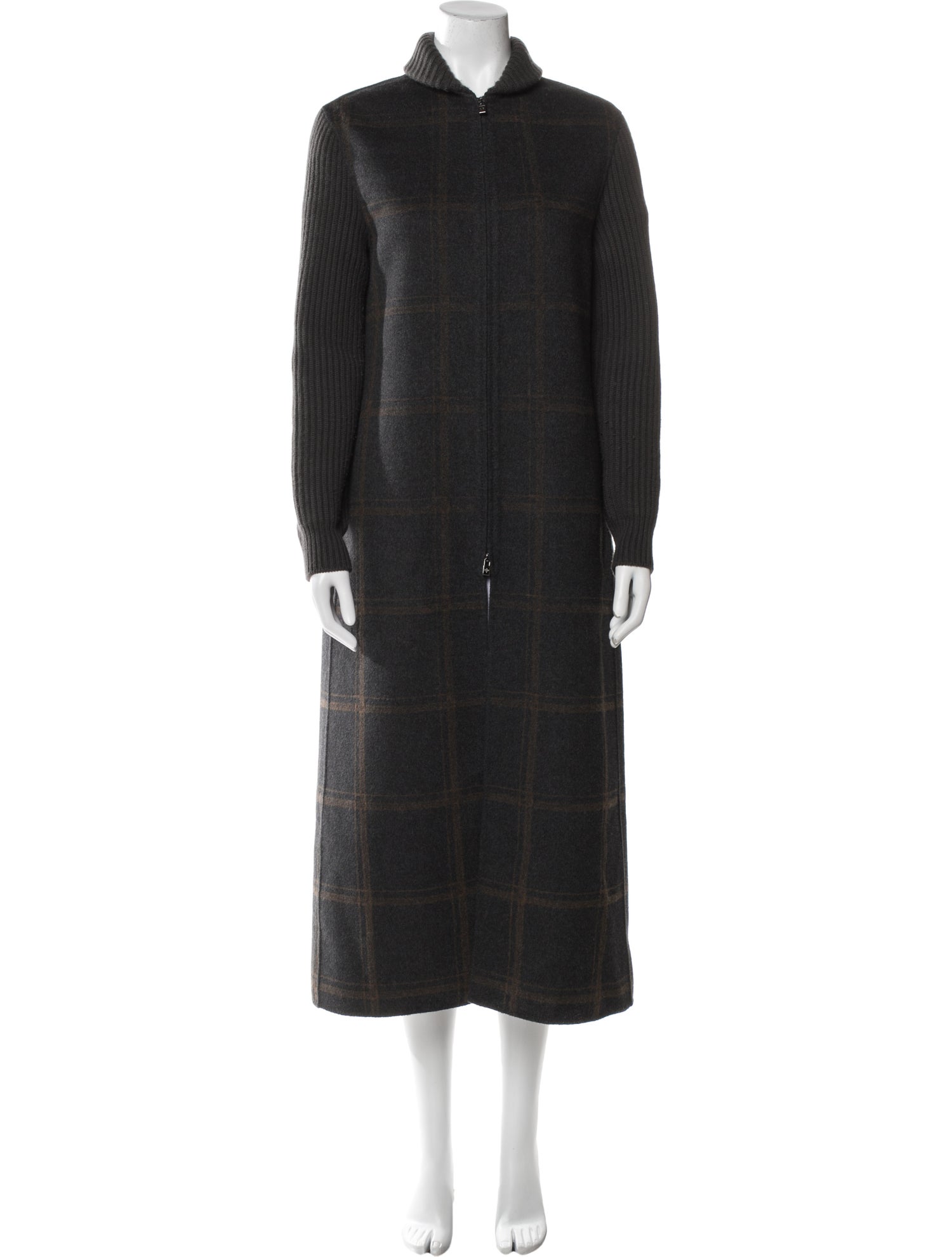Loro Piana Baby Cashmere Plaid Print Coat