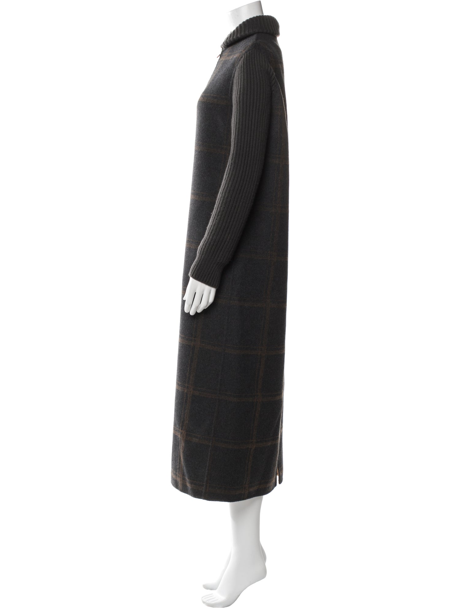 Loro Piana Baby Cashmere Plaid Print Coat