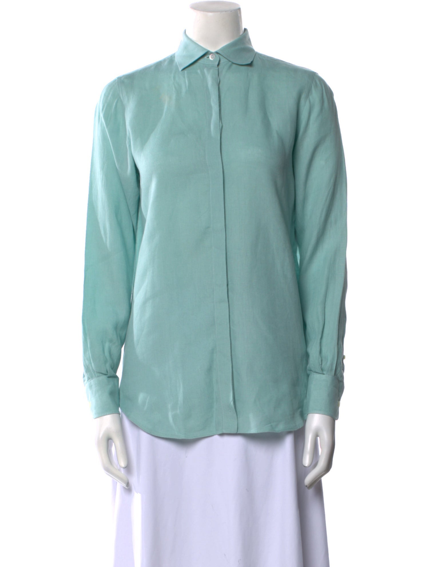 Loro Piana Linen Long Sleeve Button-Up Top