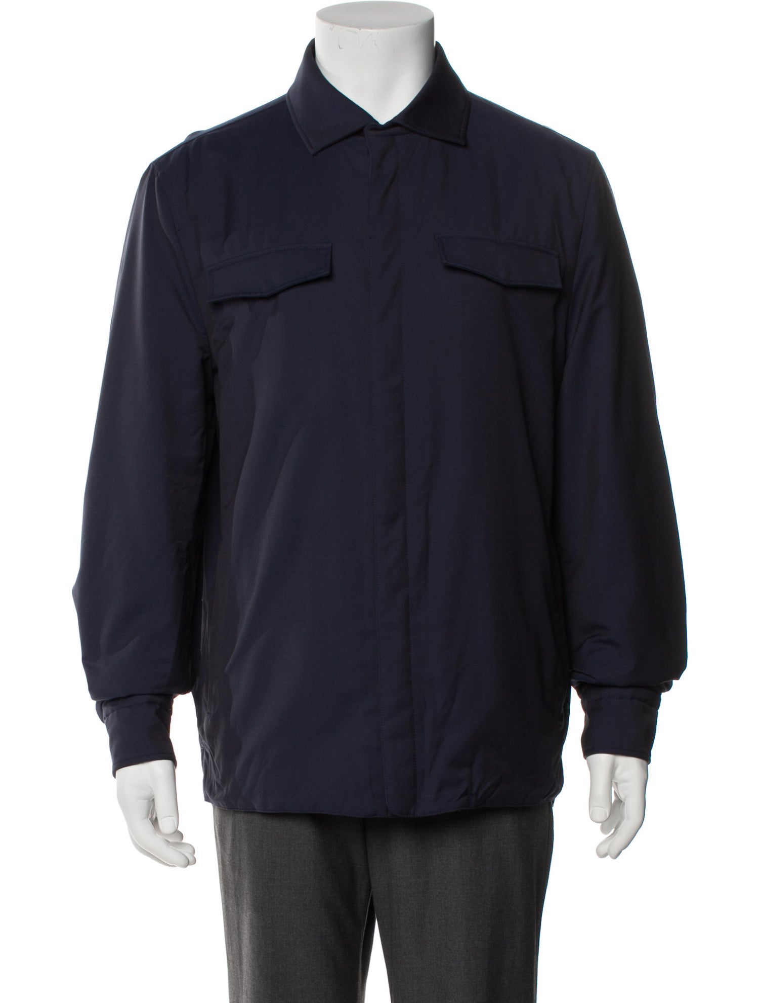 Loro Piana Green Tecnowool Rain System Virgin Wool Utility Jacket