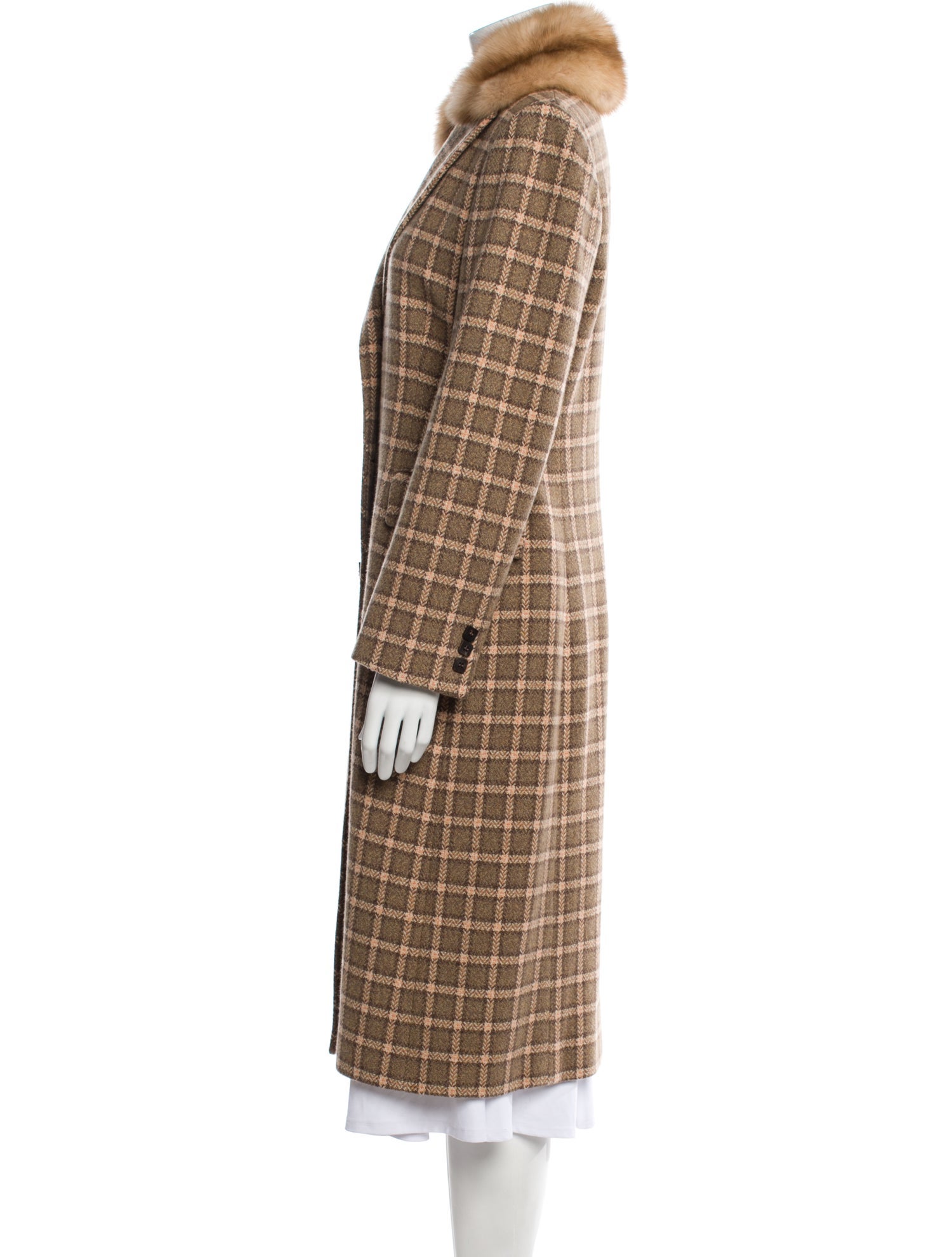 Loro Piana Virgin Wool Plaid Print Peacoat