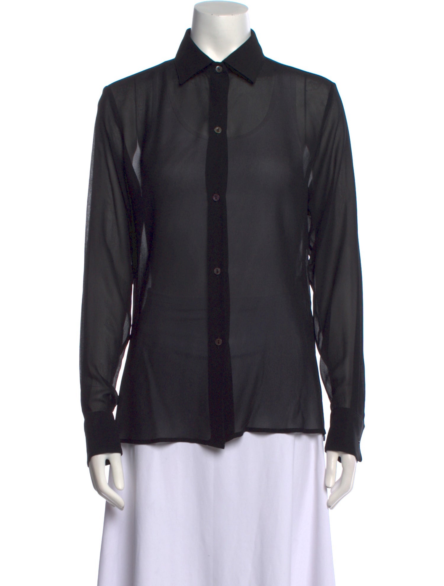 Loro Piana Silk Long Sleeve Button-Up Top
