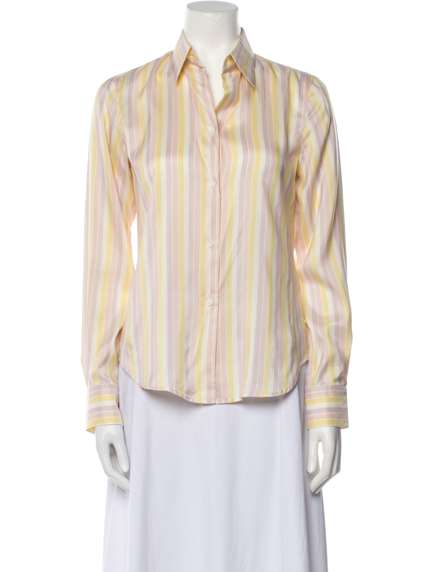 Loro Piana Silk Striped Button-Up Top
