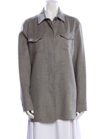 Loro Piana Cashmere Long Sleeve Button-Up Top