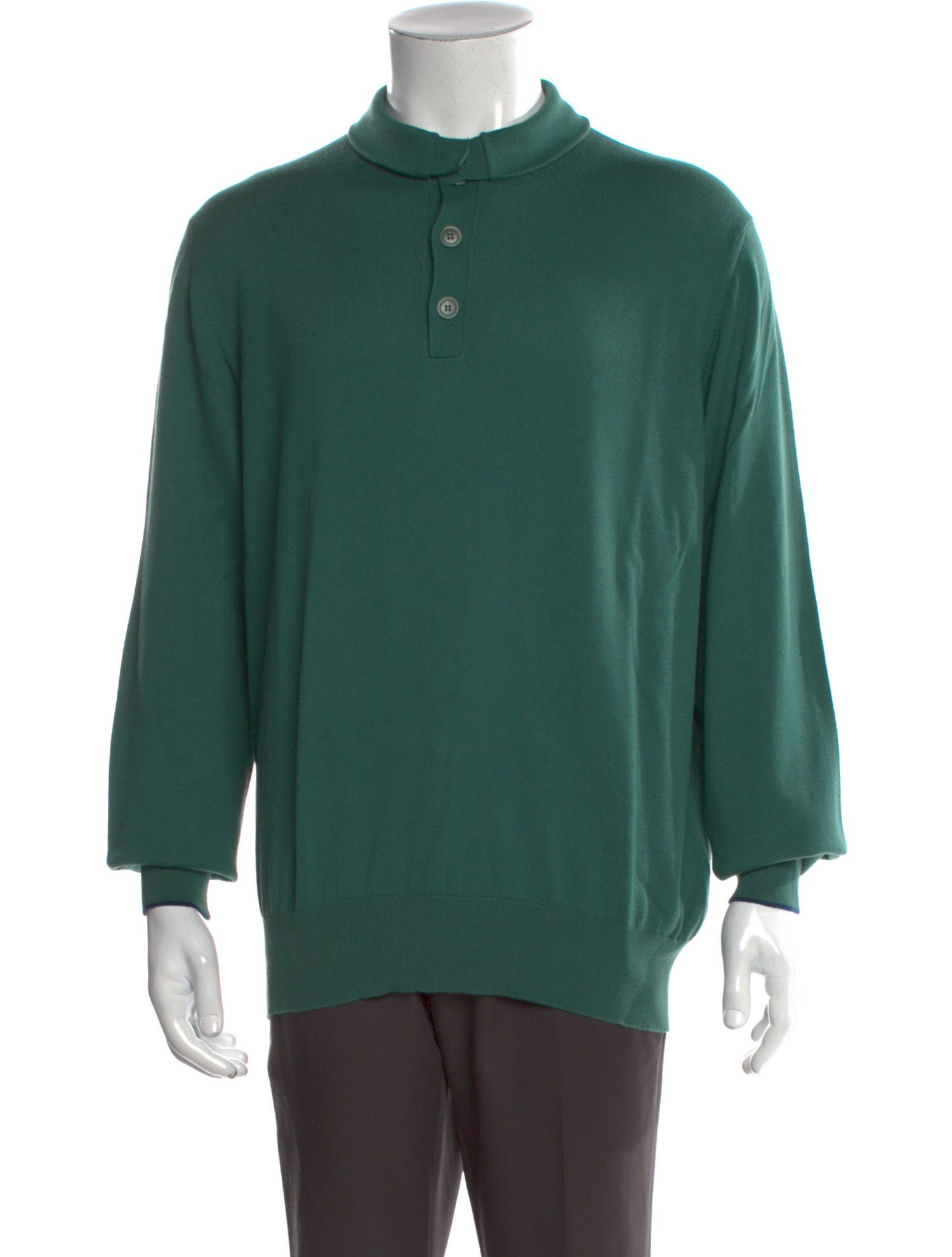 Loro Piana Mock Neck Long Sleeve Polo Sweater
