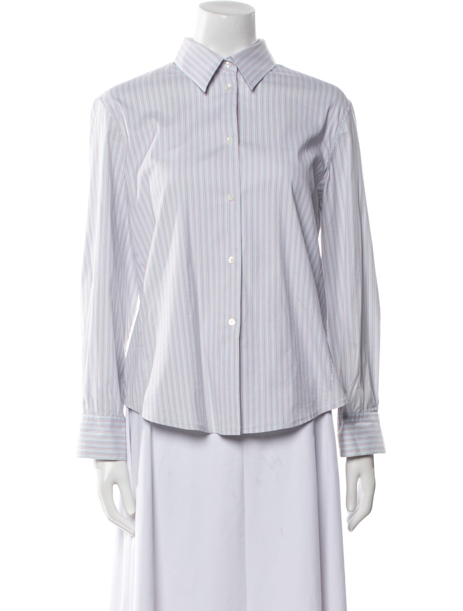 Loro Piana Striped Long Sleeve Button-Up Top
